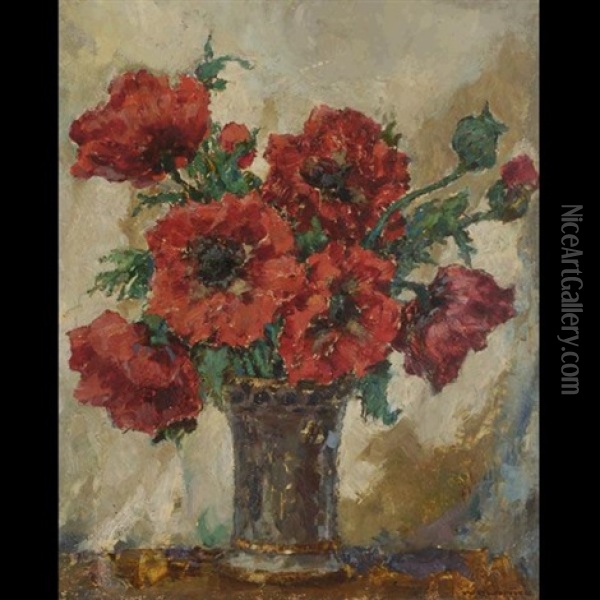 Still Life - Poppies Oil Painting - Wilhelm Blanke