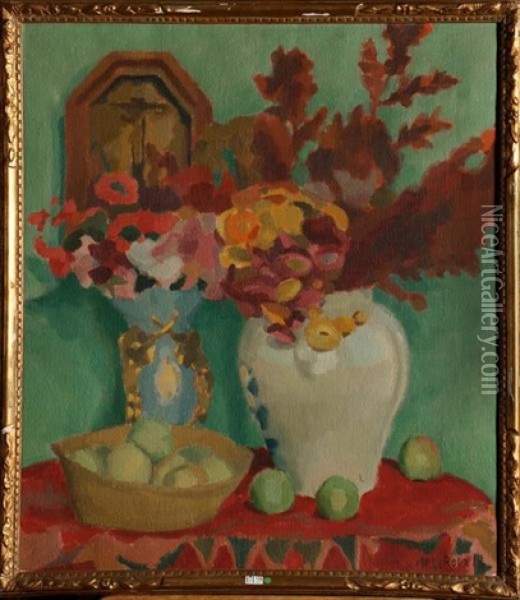Vase De Fleurs Oil Painting - Henri Le Roux