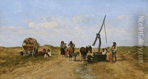 Cyganie W Podrozy Oil Painting - Franciszek Streitt