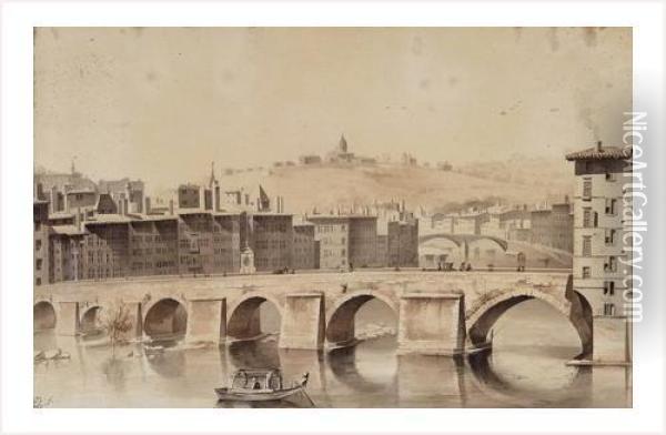 Le Pont Du Change A Lyon Oil Painting - Jean-Jacques De Boissieu