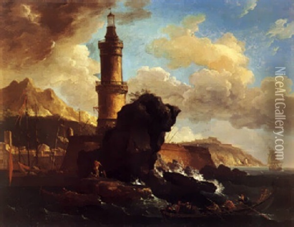 Marina Di Napoli Oil Painting - Adrien Manglard