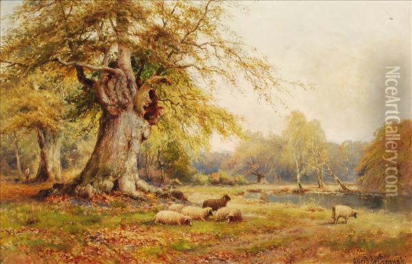 Burnham Beeches In September Oil Painting - Alfred de Breanski