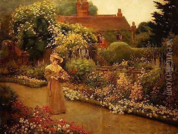 An English Garden Oil Painting - Percy Robert Craft