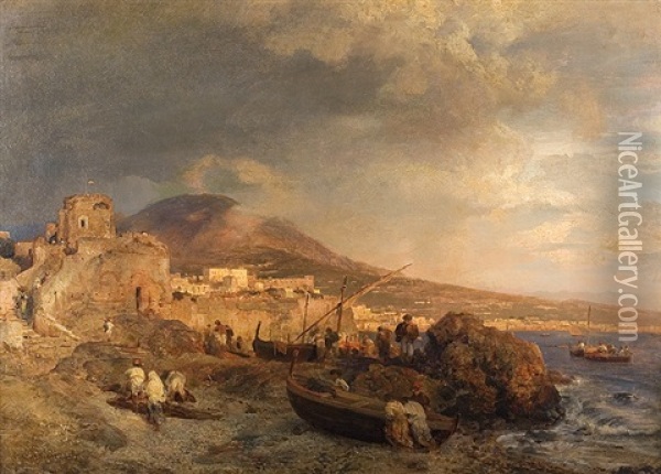 Bay Of Naples Oil Painting - Oswald Achenbach