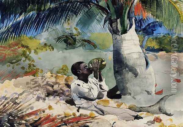 Under the Coco Palm Oil Painting - Winslow Homer