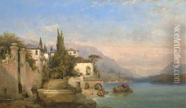 Varenna, Lake Como Oil Painting - George Edwards Hering
