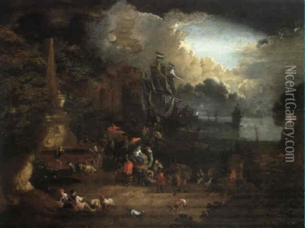 Hafenszene Oil Painting - Jan-Baptiste van der Meiren