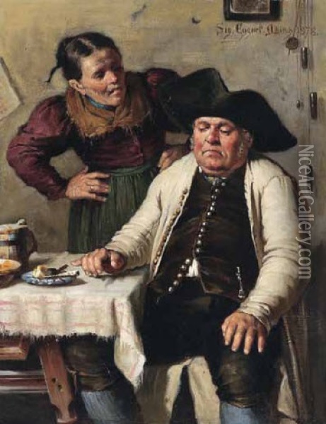 Der Alte Schwerenoter Und Seine Frau Oil Painting - Sigmund Eggert