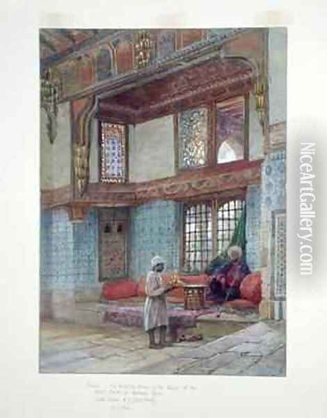 Recess in the reception room in the house of the Mufti Sheik El Mahadi Cairo Oil Painting - Frank Dillon