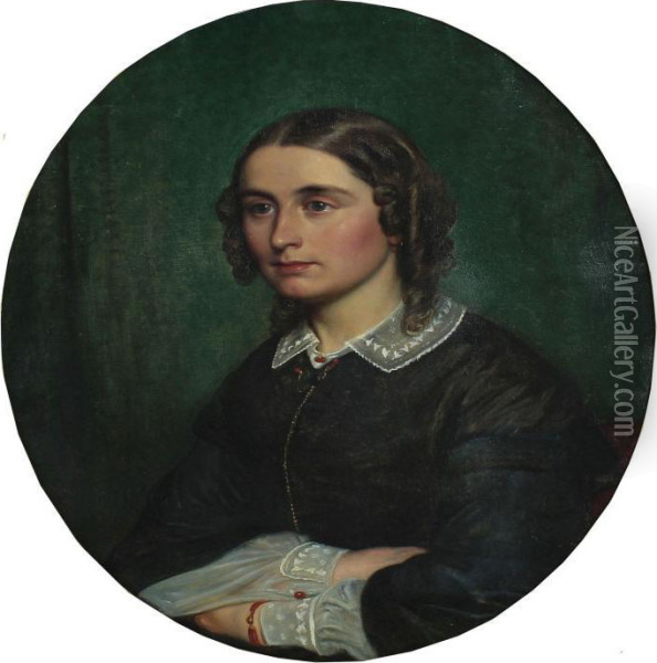 Oval Portrait Of Mrs,.shiern Oil Painting - Wilhelm Marstrand