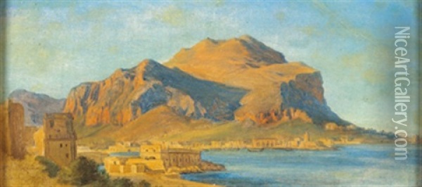 Blick In Die Bucht Von Palermo Mit Dem Monte Pellegrino Oil Painting - Carl Rottmann