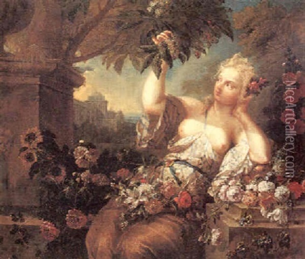 Flora Mit Blumen In Einem Park Oil Painting - Jan-Baptiste Bosschaert