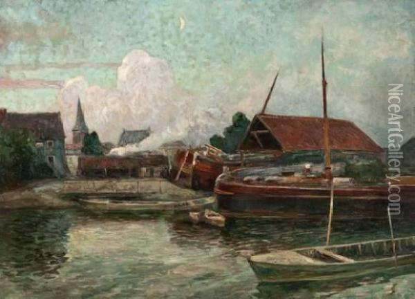 Chantier Naval Au Crepuscule Oil Painting - Gustave De Smet