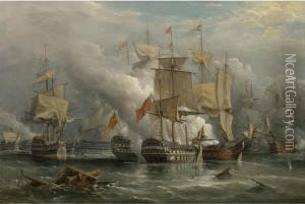 The Battle Of St. Vincent Oil Painting - Richard Bridges Beechey
