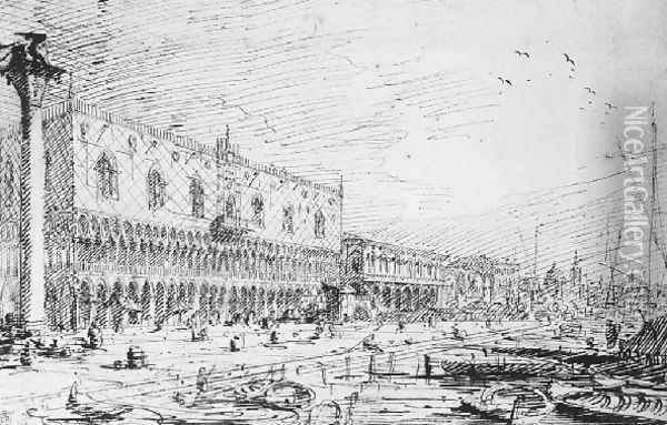 Venice Riva Degli Schiavoni Oil Painting - (Giovanni Antonio Canal) Canaletto