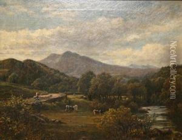 The Road To Capel Curig Oil Painting - George Wells
