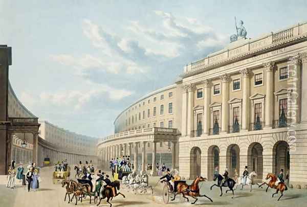 The Quadrant, Regent Street, from Piccadilly Circus, published by Ackermann, c.1835-50 Oil Painting - Thomas Hosmer Shepherd