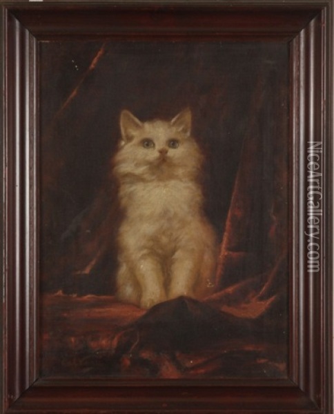 Portrait Of A Cat Oil Painting - Carl Kahler