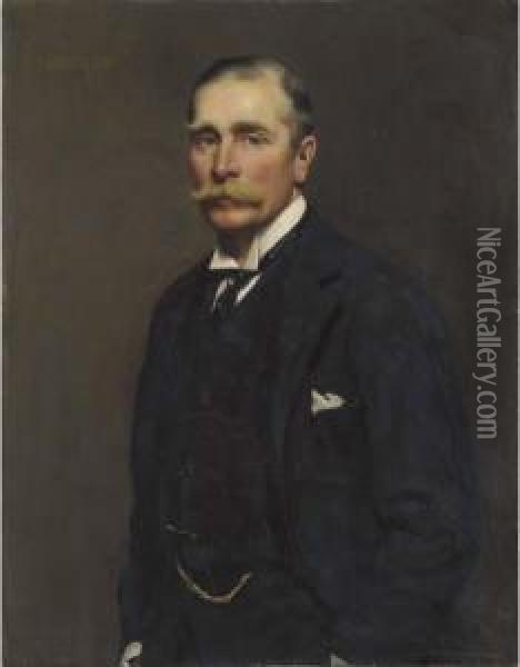 Sir F.h Thornton, Three Quarter Length Oil Painting - John St. Helier Lander