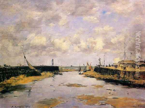 Trouville the Jettys Low Tide 1890 Oil Painting - Eugene Boudin
