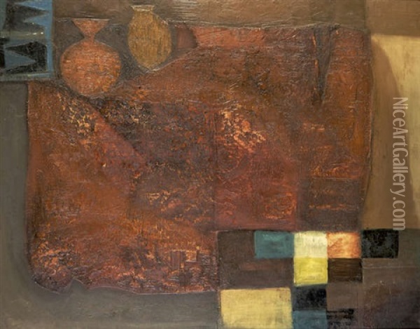 Copper-coloured Abstract Oil Painting - Arthur Armstrong