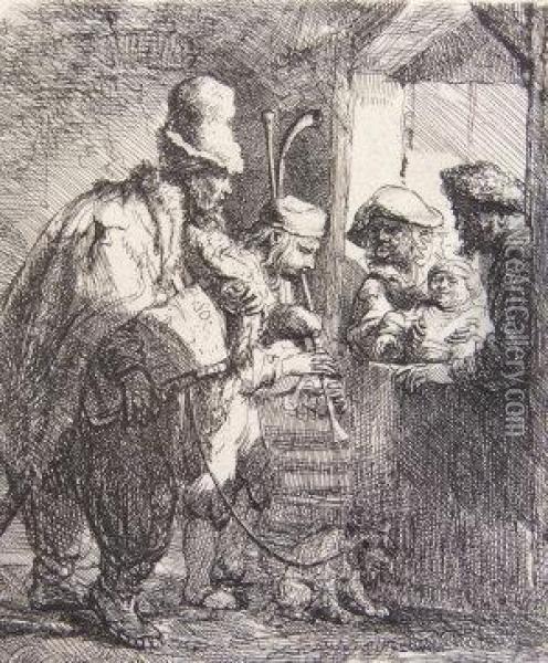 The Strolling Musicians Oil Painting - Rembrandt Van Rijn