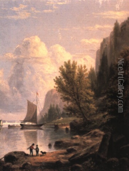 The Palisades Of The Hudson Oil Painting - William Rickarby Miller