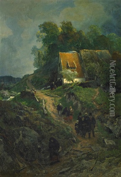 Westfalische Landschaft Oil Painting - Andreas Achenbach