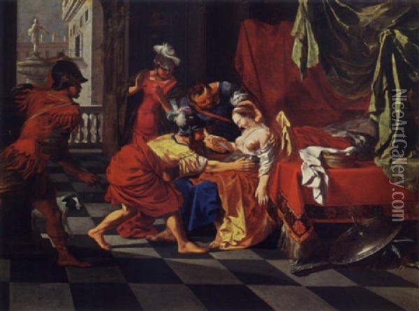The Death Of Lucretia Oil Painting - Bertholet I Flemal