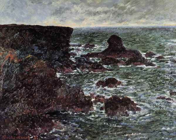 Rocky Coast And The Lion Rock Bele Ile Oil Painting - Claude Oscar Monet
