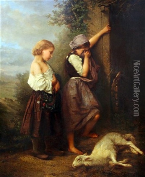 The Pet Lamb Oil Painting - Henry Campotosto
