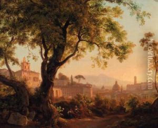 Panoramic View Of Rome Oil Painting - Louise-Josephine Sarazin de Belmont