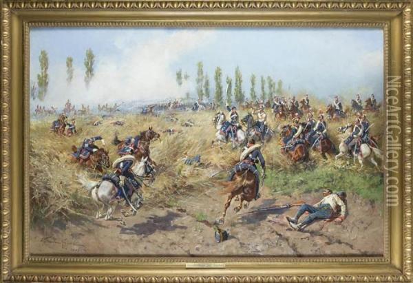 Szwolezerowie Polscy W Bitwie Pod Wagram, 1893 R. Oil Painting - Wojciech Von Kossak