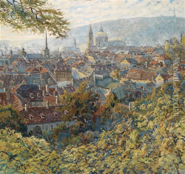 Blick Auf Prag Oil Painting - Ladislaus Zitek