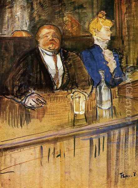 At the Cafe: The Customer and the Anemic Cashier Oil Painting - Henri De Toulouse-Lautrec