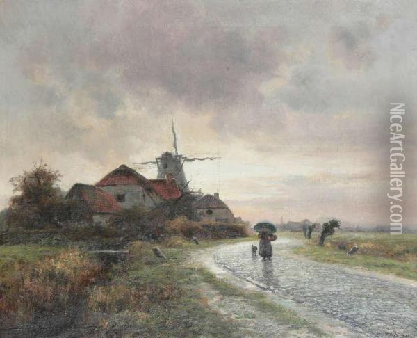 'temps Pluvieux' Oil Painting - Ferdinand De Prins