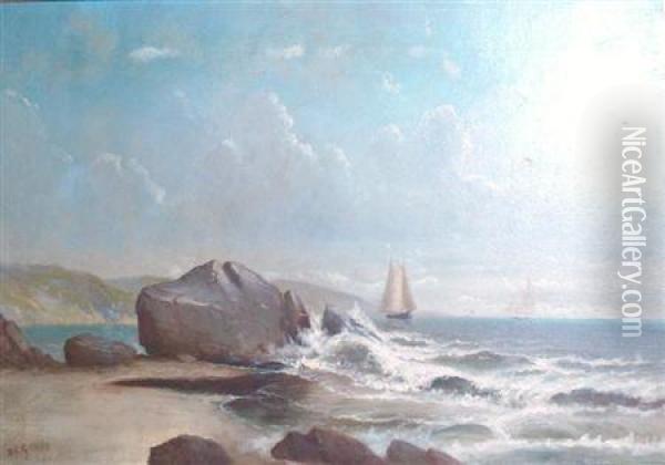 Sailboats Near A Rocky Coast Oil Painting - Daniel Charles Grose