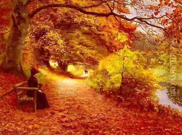 A Wooded Path In Autumn Oil Painting - Hans Anderson Brendekilde
