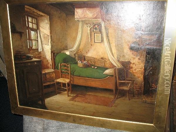 A Bedroom Interior Oil Painting - Thomas Faed