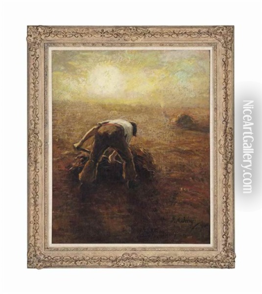 The Field Worker, Early Evening Oil Painting - Joseph Alfred Terry