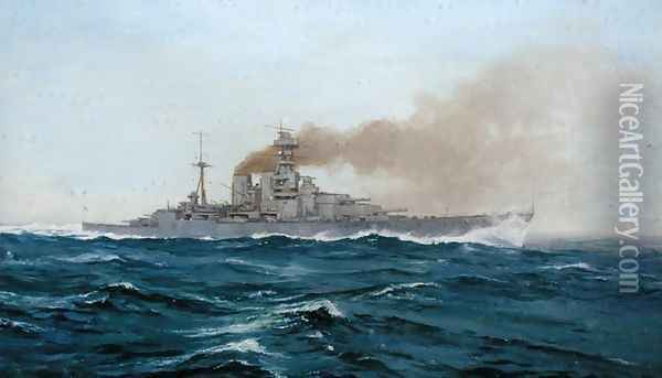 HMS Hood, 1919 Oil Painting - Duff Tollemache