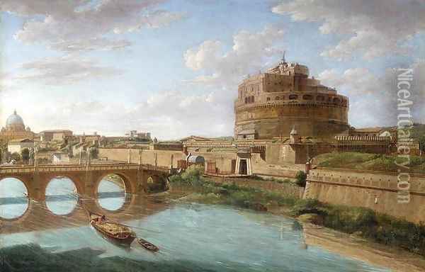 Rome A View of the Tiber 2 Oil Painting - Hendrik Frans Van Lint