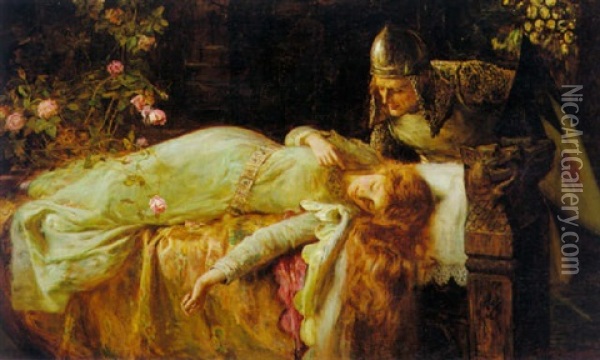 Sleeping Beauty Oil Painting - Francis Sydney Muschamp
