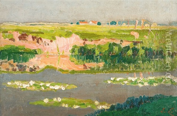 Vue De La Lys Oil Painting - Emile Claus