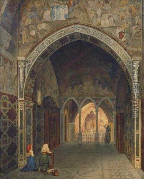 In The Chapel Oil Painting - Nikolaj Henryk Karlowicz Scholtze