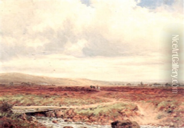 Crossing The Moor Oil Painting - William Henry Mander