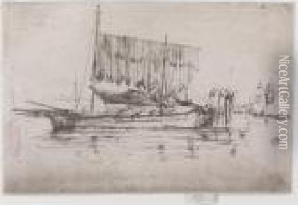 Fishing Boat (k. 208) Oil Painting - James Abbott McNeill Whistler