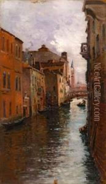Gondole A Venise. Oil Painting - Francois Nardi