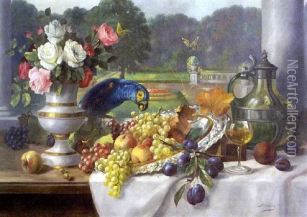 Papukaija (a Parrot) Oil Painting - Arthur Georg Romberg