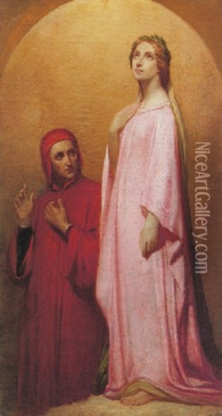 Dante E Beatrice Oil Painting - Pietro Morgari